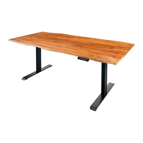 Riess Ambiente Höhenverstellbarer Schreibtisch Mammut - 120cm - Natur schwarz - Akazie Massivholz - elektrisch Baumkante von Riess Ambiente