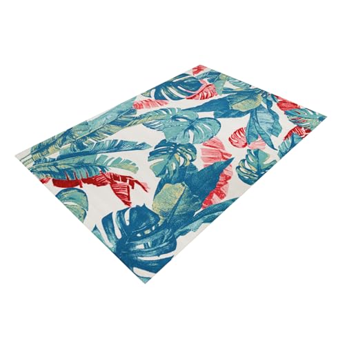 Riess Ambiente In- und Outdoor Teppich Tropical - 240x160cm - grün pink - Blatt florales Design wetterfest von Riess Ambiente