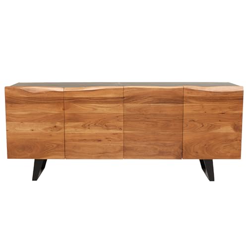 Riess Ambiente Industrial Design Sideboard Organic Artwork 180cm Akazie Massivholz Eisengestell, Massive Kommode für Dein Wohnzimmer von Riess Ambiente