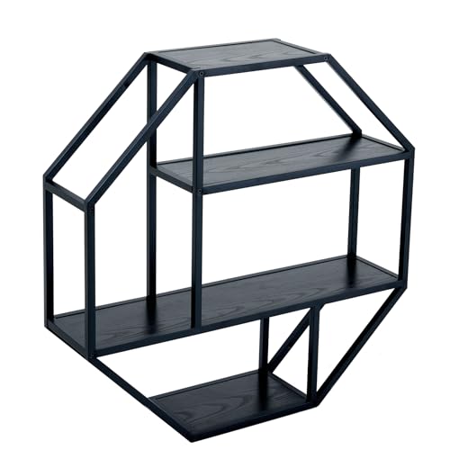Riess Ambiente Industrial Wandregal Slim LINE - 77cm - schwarz - Metall Holzwerkstoff achteckig Dekoregal Hängeregal Riess Ambiente Industrial Wandregal Slim LINE - 77cm - schwarz - Metall Holzwerkstoff achteckig Dekoregal Hängeregal von Riess Ambiente