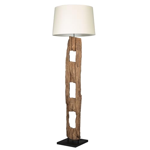 Riess Ambiente Massive Stehlampe BARRACUDA 177cm Eisenholz mit weißem Baumwollschirm Stehleuchte Wohnzimmerlampe Treibholzlampe von Riess Ambiente