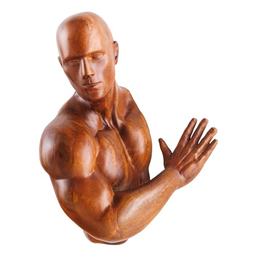Riess Ambiente Massive Wandskulptur Soul 60cm braun Mangoholz Wanddeko Athleten-Figur von Riess Ambiente