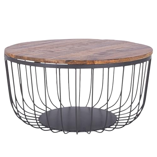 Riess Ambiente Massiver Couchtisch Storage - 75cm - Natur schwarz - Mangoholz Metall - mit Stauraum rund Industrial Design Riess Ambiente Massiver Couchtisch Storage - 75cm - Natur schwarz - Mangoholz Metall - mit Stauraum rund Industrial Design von Riess Ambiente