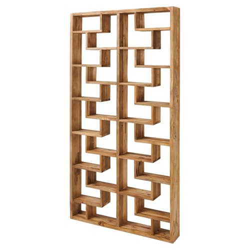 Riess Ambiente Massives Bücherregal Java - 100x200cm - Natur recyceltes Teakholz Standregal Raumtrenner Holzregal modern Design von Riess Ambiente
