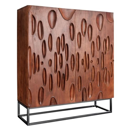 Riess Ambiente Massives Highboard Dune 120cm - walnuss-braun schwarz - Akazienholz Metall - 3D-Design von Riess Ambiente