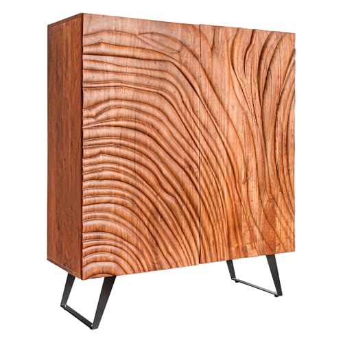 Riess Ambiente Massives Highboard Fluid - 120cm - walnuss-braun - Akazienholz Metall - 3D-Design Kufengestell pflegeleichter Schrank Riess Ambiente Massives Highboard Fluid - 120cm - walnuss-braun - Akazienholz Metall - 3D-Design Kufengestell pflegeleichter Schrank von Riess Ambiente