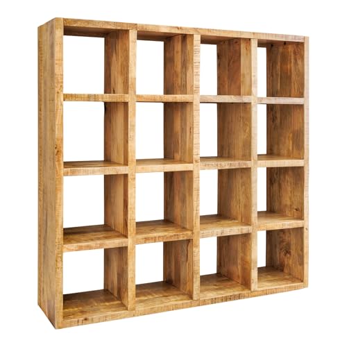 Riess Ambiente Massives Regal Iron Craft - 160cm - Natur - Mangoholz Bücherregal mit 16 Fächern Industrial Design Raumteiler von Riess Ambiente