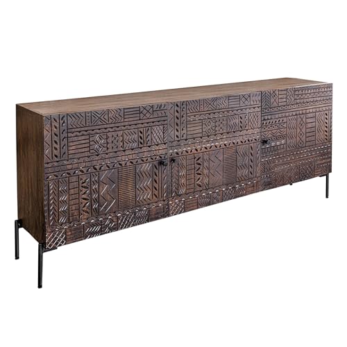 Riess Ambiente Massives Sideboard TRIBAL - 180cm - antik braun - Mangoholz mit 3D-Front Design Kommode viel Stauraum Wohnzimmer von Riess Ambiente