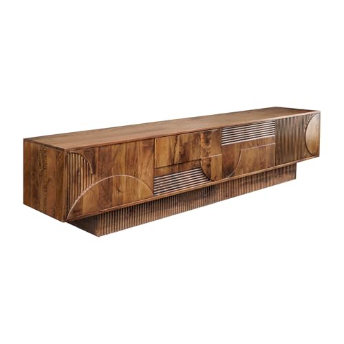 Riess Ambiente Massives TV-Board Art Deco 200cm - braun - Mangoholz Lowboard mit 3D-Front Design Fernsehtisch Wohnzimmer modern von Riess Ambiente
