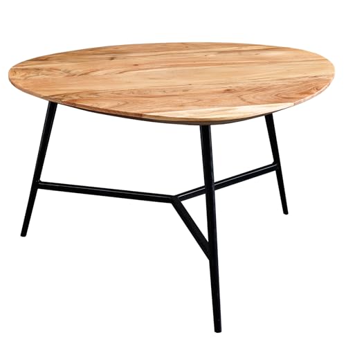 Riess Ambiente Massivholz Couchtisch Beauty by Nature 70cm Akazie Nierentisch dreieckig Metall schwarz von Riess Ambiente