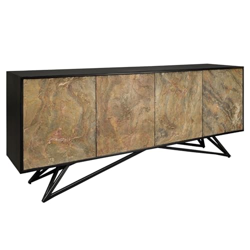 Riess Ambiente Massivholz Sideboard Mountain Soul 175cm grau grün Naturstein Akazie schwarz von Riess Ambiente