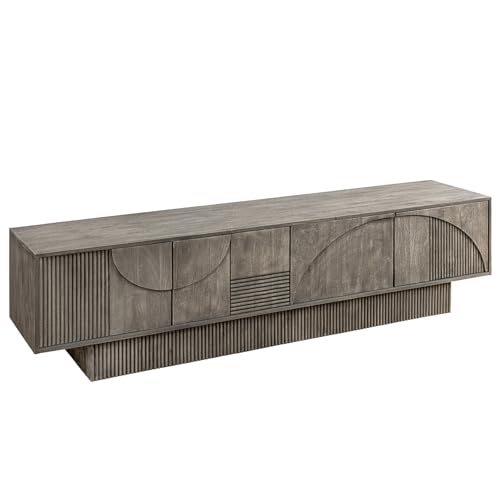 Riess Ambiente Massivholz TV-Lowboard Art Deco - 200cm - grau Smoked - Mangoholz 3D-Front 3D-Design TV-Board Kommode Stauraum Magnetverschluss Riess Ambiente Massivholz TV-Lowboard Art Deco - 200cm - grau Smoked - Mangoholz 3D-Front 3D-Design TV-Board Kommode Stauraum Magnetverschluss von Riess Ambiente