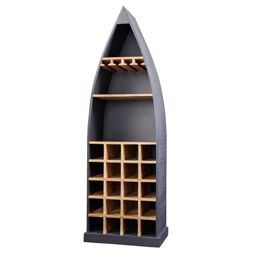 Riess Ambiente Massivholz Weinregal Seven SEAS 180cm - schwarz Natur - Mangoholz Flaschenregal Küchenregal Landhaus Design von Riess Ambiente