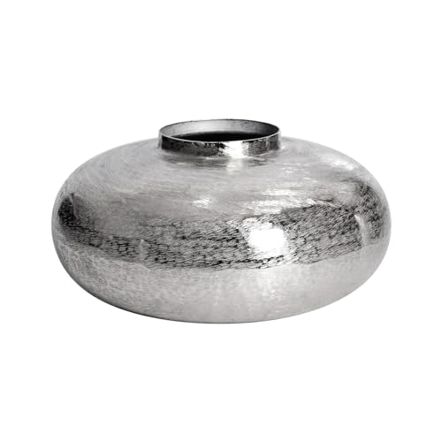 Riess Ambiente Moderne Deko Vase Abstract Orient 35cm Silber rund Metall Hammerschlag-Design Blumenvase von Riess Ambiente