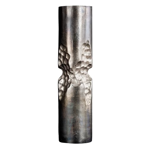 Moderne Vase Precious - 40cm - schwarz Silber - Metall Hammerschlag Design von Riess Ambiente
