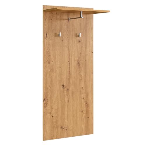 Riess Ambiente Moderne Wandgarderobe Justus - 140cm - Natur Eichen-Optik - Holz - 2 Haken Kleiderstange Hutablage Flur von Riess Ambiente