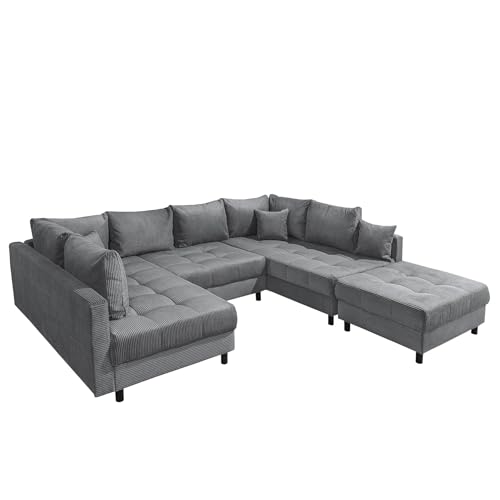 Riess Ambiente Moderne XXL Wohnlandschaft Kent - 305cm - anthrazit Cord - Bigsofa inkl. Hock mit Federkern Riess Ambiente Moderne XXL Wohnlandschaft Kent - 305cm - anthrazit Cord - Bigsofa inkl. Hock mit Federkern von Riess Ambiente