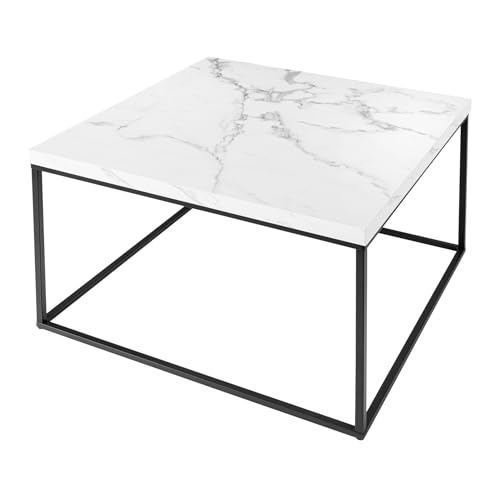 Riess Ambiente Moderner Couchtisch Architecture - 60cm - weiß - Marmor-Design Metallgestell von Riess Ambiente