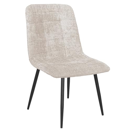 Riess Ambiente Moderner Design Stuhl TRES CHIC - Champagner Greige - Chenille mit schwarzen Metallbeinen Esszimmerstuhl Retro Look bequem von Riess Ambiente