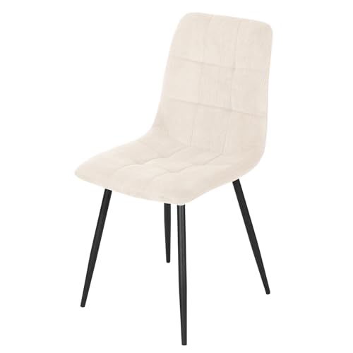 Riess Ambiente Moderner Design Stuhl TRES CHIC - beige - Cordbezug mit schwarzen Metallbeinen Esszimmerstuhl Retro Look bequem von Riess Ambiente