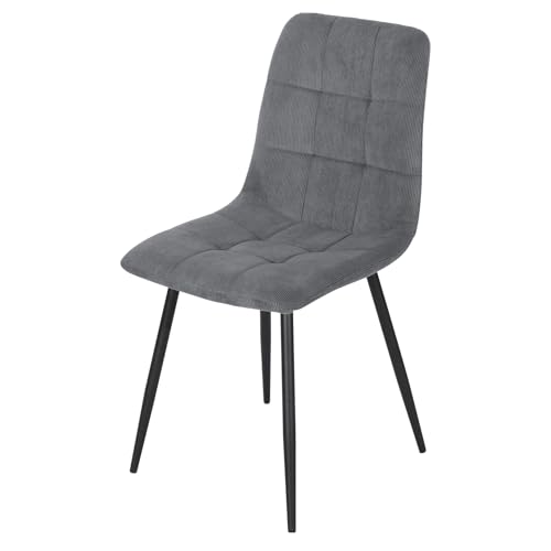 Riess Ambiente Moderner Design Stuhl TRES CHIC - grau - Cordbezug mit schwarzen Metallbeinen Esszimmerstuhl Retro Look bequem von Riess Ambiente