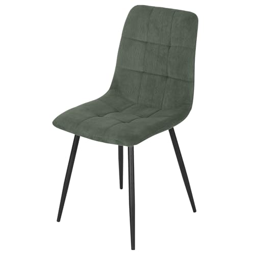 Riess Ambiente Moderner Design Stuhl TRES CHIC - grün - Cordbezug mit schwarzen Metallbeinen Esszimmerstuhl Retro Look bequem von Riess Ambiente