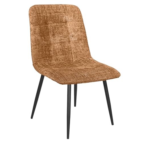 Riess Ambiente Moderner Design Stuhl TRES CHIC - rost braun - Chenille mit schwarzen Metallbeinen Esszimmerstuhl Retro Look bequem von Riess Ambiente