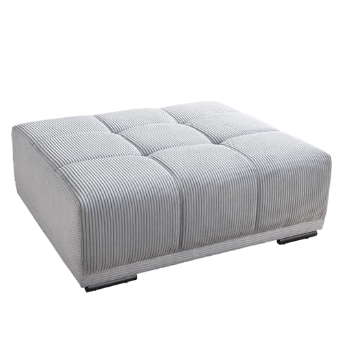 Riess Ambiente Moderner Hocker - ELEGANCIA - 110cm - hellgrau Cord - Fußhocker Sitzhocker von Riess Ambiente