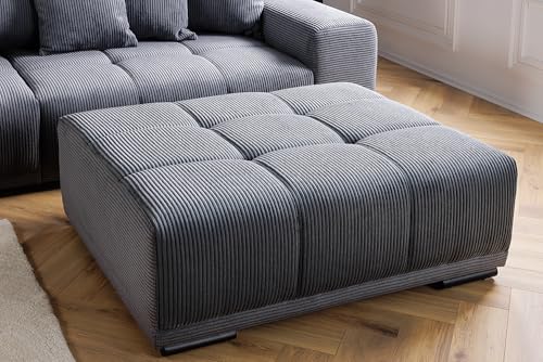 Riess Ambiente Moderner Hocker - ELEGANCIA - 110cm - anthrazit Cord - Fußhocker Sitzhocker von Riess Ambiente