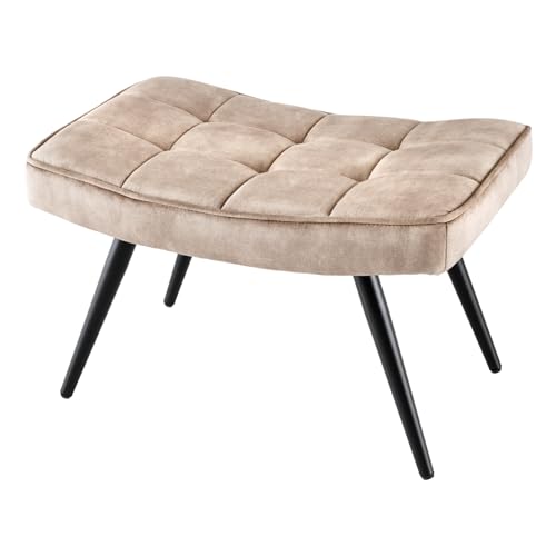 Riess Ambiente Moderner Hocker Scandinavia Champagner beige Samt Schwarze Metallbeine FußhockerFußablage Beistellhocker Ablagehocker Wohnzimmerhocker Samthocker von Riess Ambiente