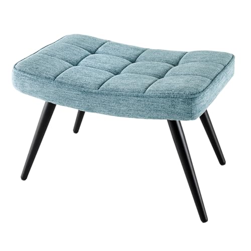 Riess Ambiente Moderner Hocker Scandinavia - blau - Strukturstoff Polsterhocker Fußhocker Sitzhocker mit Metallbeinen von Riess Ambiente
