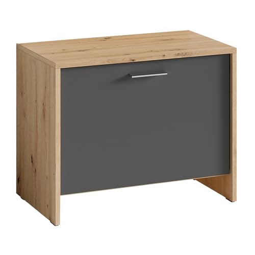 Riess Ambiente Moderner Schuhschrank BENNO - 60cm - braun grau - Beton-Optik - Schuhkipper Hocker Flur von Riess Ambiente