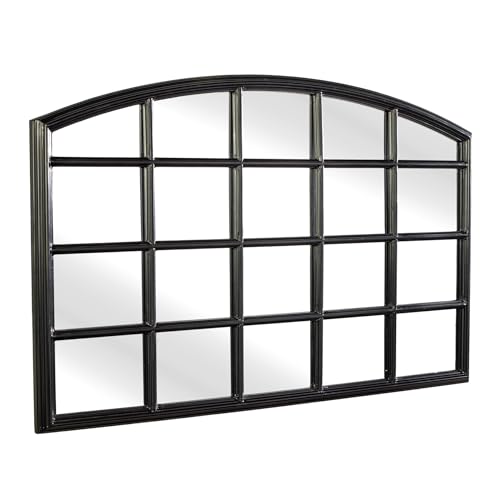 Riess Ambiente Moderner Wandspiegel Paris 120cm schwarz Fensterspiegel Rundbogen-Design von Riess Ambiente