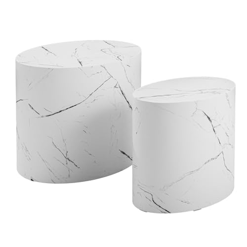 Riess Ambiente Modernes 2er Set Beistelltische DICE - 55cm - weiß - oval Marmor-Optik Couchtisch Riess Ambiente Modernes 2er Set Beistelltische DICE - 55cm - weiß - oval Marmor-Optik Couchtisch von Riess Ambiente