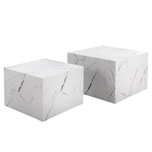 Riess Ambiente Modernes 2er Set Beistelltische DICE - 60cm - weiß - Marmor-Optik Würfel Couchtisch Tisch Riess Ambiente Modernes 2er Set Beistelltische DICE - 60cm - weiß - Marmor-Optik Würfel Couchtisch Tisch von Riess Ambiente