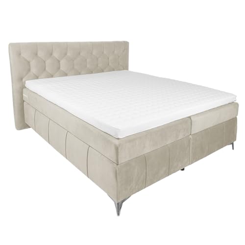 Riess Ambiente Modernes Boxspringbett Euphoria - 180x200cm - Creme Samt - Doppelbett mit Matratze Topper Kopfteil Polsterbett Riess Ambiente Modernes Boxspringbett Euphoria - 180x200cm - Creme Samt - Doppelbett mit Matratze Topper Kopfteil Polsterbett von Riess Ambiente