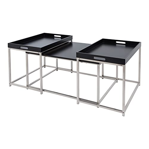 Riess Ambiente Modernes Couchtisch 3er Set Elements 75cm schwarz Stahl abnehmbares Tablett Wohnzimmertisch Satztische Tischset Tische Riess Ambiente Modernes Couchtisch 3er Set Elements 75cm schwarz Stahl abnehmbares Tablett Wohnzimmertisch Satztische Tischset Tische von Riess Ambiente