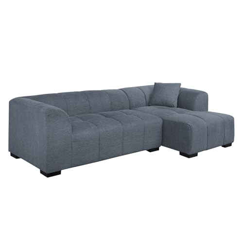 Riess Ambiente Modernes Ecksofa City - 245cm - Strukturstoff - blau - 3-Sitzer Couch inkl. Kissen Eckcouch Sofa Wohnlandschaft von Riess Ambiente