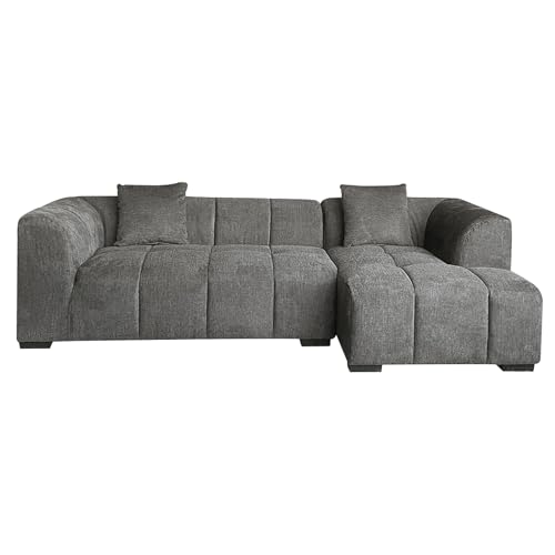 Riess Ambiente Modernes Ecksofa City - 245cm - Strukturstoff - grau - 3-Sitzer Couch inkl. Kissen Eckcouch Sofa Wohnlandschaft von Riess Ambiente