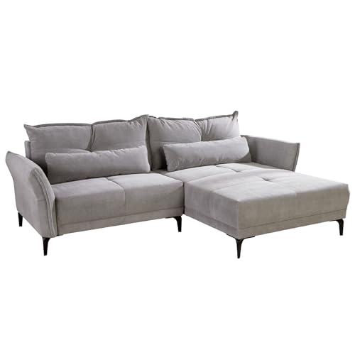 Riess Ambiente Modernes Ecksofa DESIGNO 250cm grau Cord Wohnlandschaft Couch inklusive Kissen Metallfüße L-Sofa L-Couch Eckcouch Sofa Cordsofa Cordcouch von Riess Ambiente