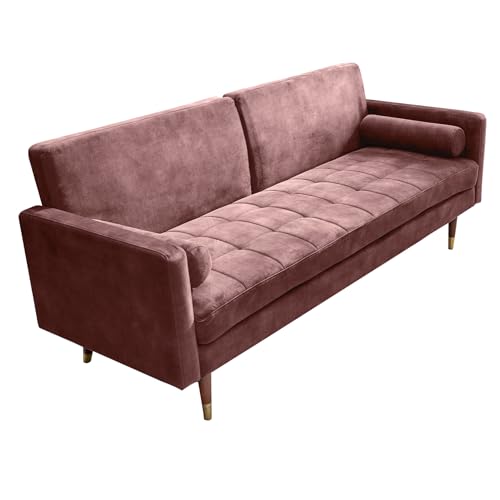 Riess Ambiente Modernes Schlafsofa Couture 196cm Altrosa Microvelours 3-Sitzer Couch Bettfunktion Ink. Kissen Schlafcouch Sofa Couch von Riess Ambiente