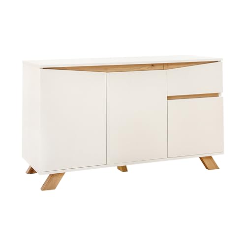 Riess Ambiente Modernes Sideboard LOFT - 110cm - weiß Natur - Eichen-Optik - Stauraum Schublade Regale Kommode Schrank von Riess Ambiente