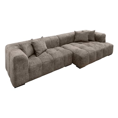 Riess Ambiente Modernes XXL Ecksofa Zero Gravity 305cm Taupe Bouclé Ottomane rechts Bigsofa Couch, Eckcouch für Wohnzimmer, Polsterecke, L-Form Couch von Riess Ambiente