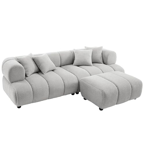Riess Ambiente Modernes XXL Sofa ADLON - 255cm - grau Bouclé - Bigsofa Federkern inkl. Kissen von Riess Ambiente