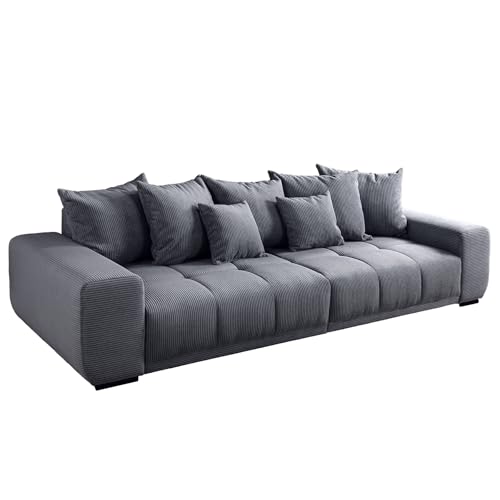 Riess Ambiente Modernes XXL Sofa ELEGANCIA - 285cm - anthrazit - Cord inklusive Kissen Bigsofa XXL-Couch Federkern-Polsterung Rundum Bezug von Riess Ambiente