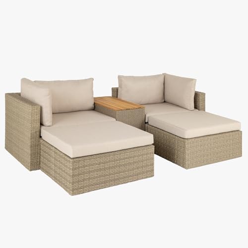 Riess Ambiente Outdoor Garten XXL Lounge-Set Monaco MODULAR - 230cm - Natur beige - Sitzecke inkl. Kissen und Tisch von Riess Ambiente