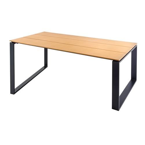Riess Ambiente Outdoor Gartentisch Floating 210cm Natur Holzoptik schwarz Aluminium wetterfest Terassentisch pflegeleicht von Riess Ambiente