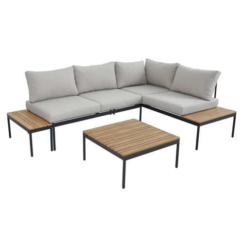 Riess Ambiente Outdoor Lounge Mobile MODULAR - anthrazit hellgrau - Garten-Sitzgruppe inkl. Tisch und Kissen wetterfest Set von Riess Ambiente