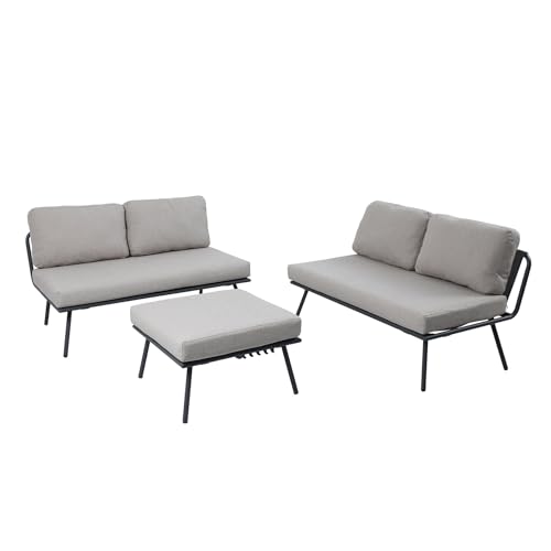 Riess Ambiente Outdoor Lounge Sitzgruppe Mobile MODULAR - anthrazit hellgrau - mit Tisch wetterfest Polyrattan Gartenmöbel Set von Riess Ambiente