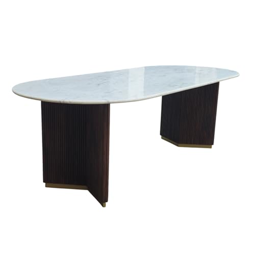 Riess Ambiente Ovaler Esstisch Gatsby - 240cm - braun Gold - Mangoholz weiße Marmorplatte V-Gestell Riess Ambiente Ovaler Esstisch Gatsby - 240cm - braun Gold - Mangoholz weiße Marmorplatte V-Gestell von Riess Ambiente